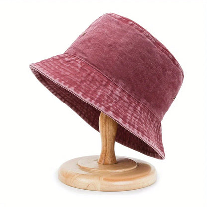 Classic Unisex Denim Bucket Hat Solid Color Washed Distressed Sun Hats