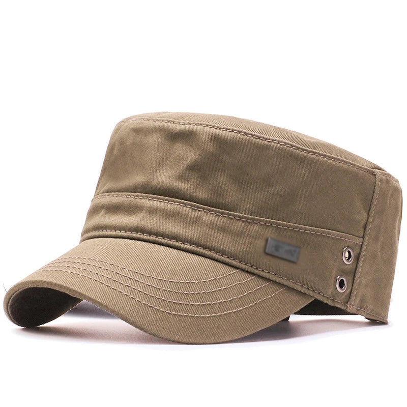 Four Seasons Flat Top Hat Men Simple Cotton Peaked Hat