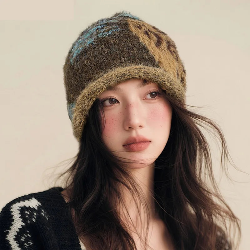 Korean Retro Knitted Stacked Hat Ladies