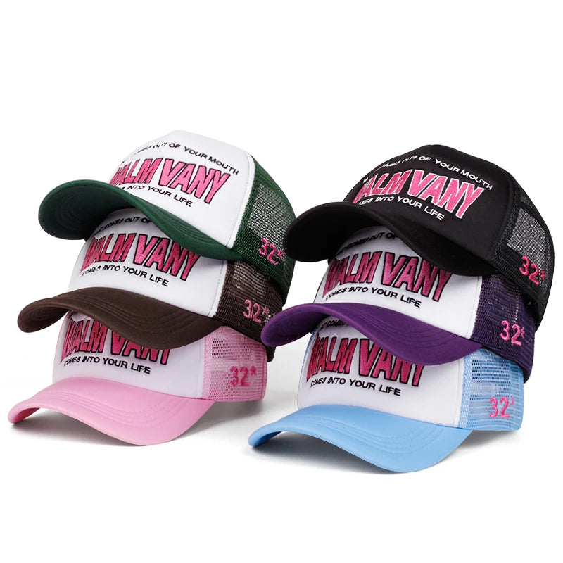 Mesh Hat Wam Vany Side Lipprint Embroidery Outdoor Leisure Sports