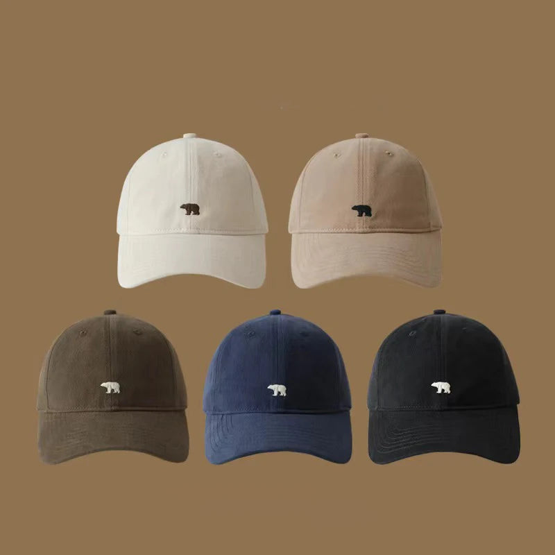 Summer Versatile Polar Bear Embroidered Baseball Cap for Both Men and Women