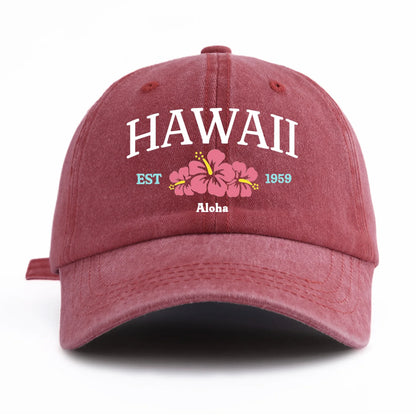 1pc Hawaii Print Washed Baseball Cap for Adults