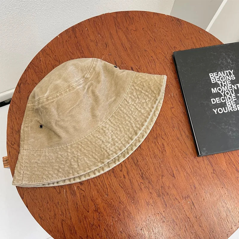 Washed Denim Bucket Hat Women Fisherman's Hat Bucket Hat Unisex Bob Caps