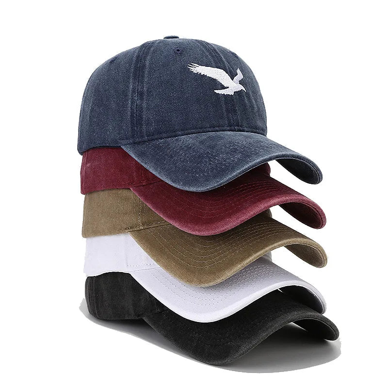 Unisex Eagle Embroidery Print Wash Baseball Cap