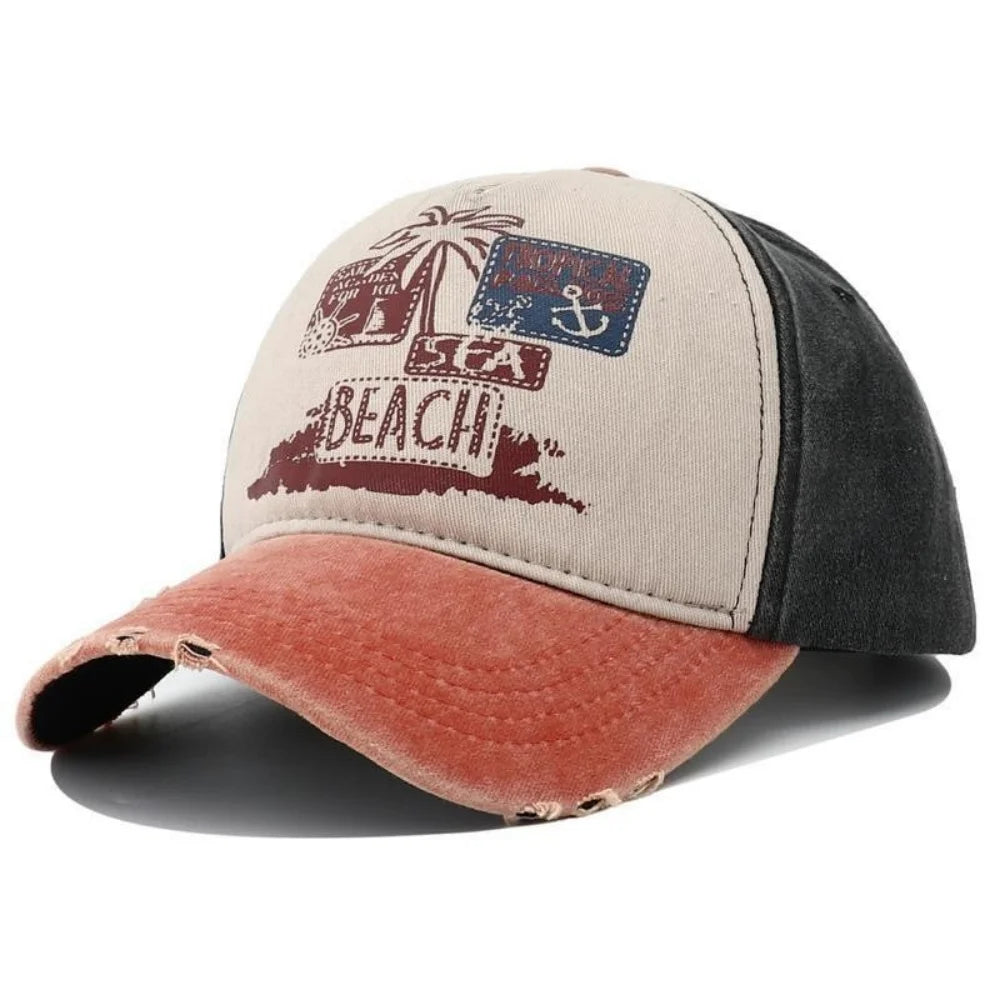 Retro Beach Embroidery Hat for Men Women