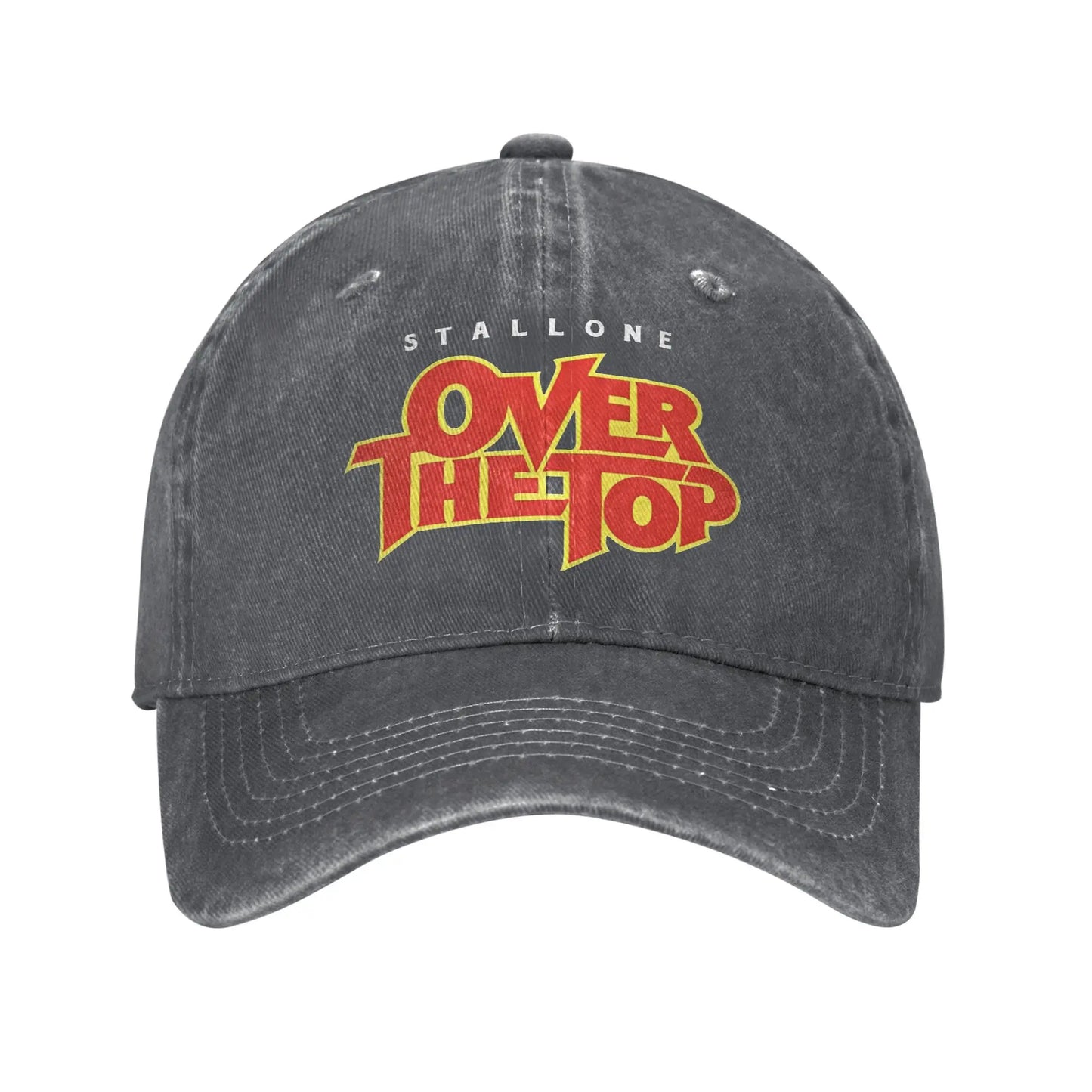 Over The Top Logo Movie Baseball Cap Lincoln Hawk Distressed Denim Washed Hat