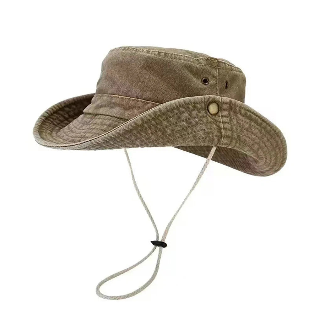 Outdoor Sun Protection Hat Vintage Washed Cotton Bucket Hat