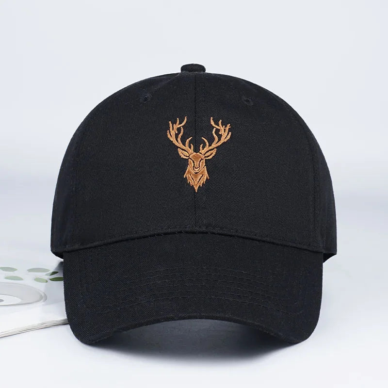 Golden Deer Head Embroidered Baseball Cap