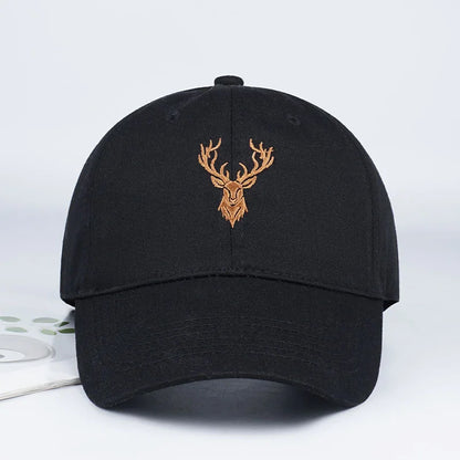 Golden Deer Head Embroidered Baseball Cap