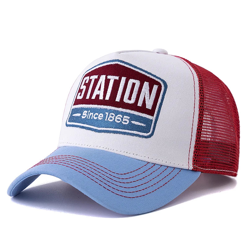 Unisex Baseball Cap Classic Station Letter Pattern Mesh Cap Men And Women