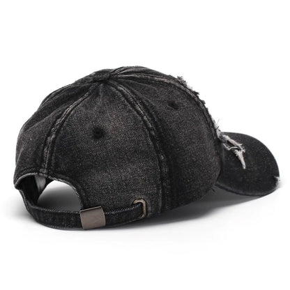 Vintage Ripped Washed Denim Baseball Cap