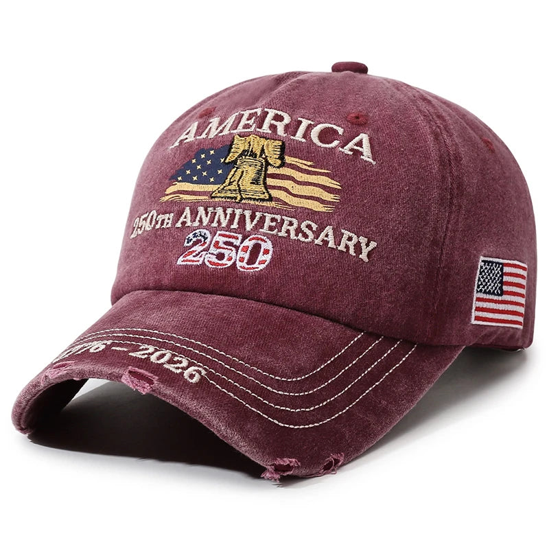 Vintage Unisex USA 250th Anniversary Embroidered Baseball Cap