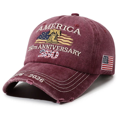 Vintage Unisex USA 250th Anniversary Embroidered Baseball Cap