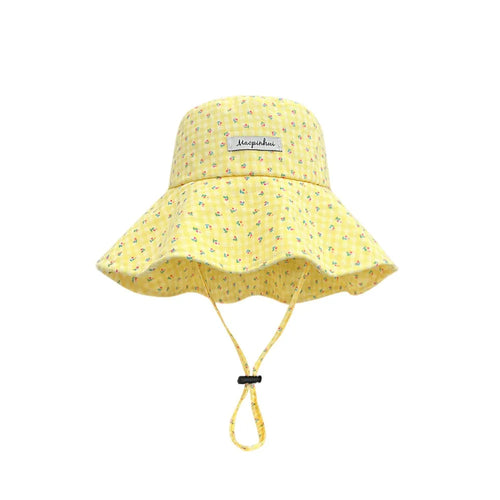 New Floral Plaid Fisherman Hat Large Brim Adjustable Sunshade Hat