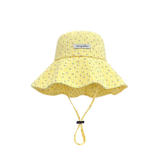 New Floral Plaid Fisherman Hat Large Brim Adjustable Sunshade Hat