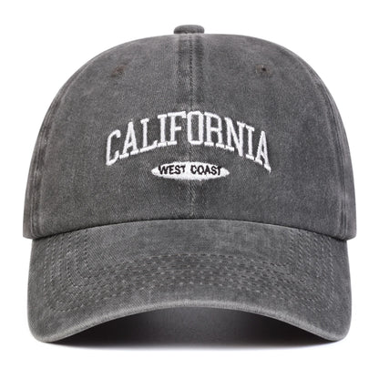 Unisex CALIFORNIA Letter Embroidery Wash Baseball Caps Outdoor Adjustable Casual Hats Sunscreen Hat