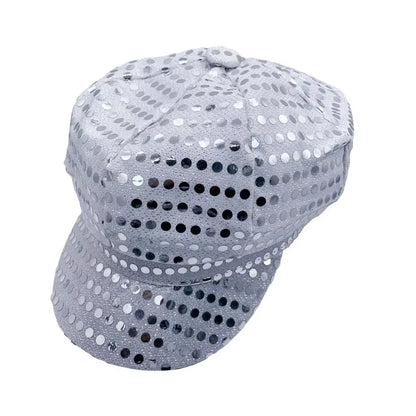 Retro Glitter Bling Costume Hat Sequin Dress Up Hat Beret Newsboy Cap