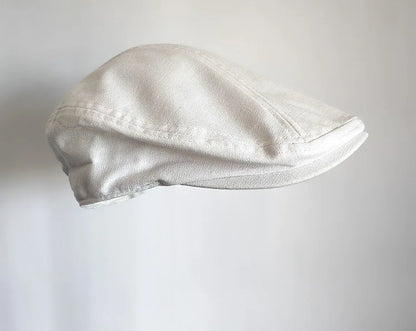 Solid Color Linen Flat Cap Breathable Summer Sun Hat