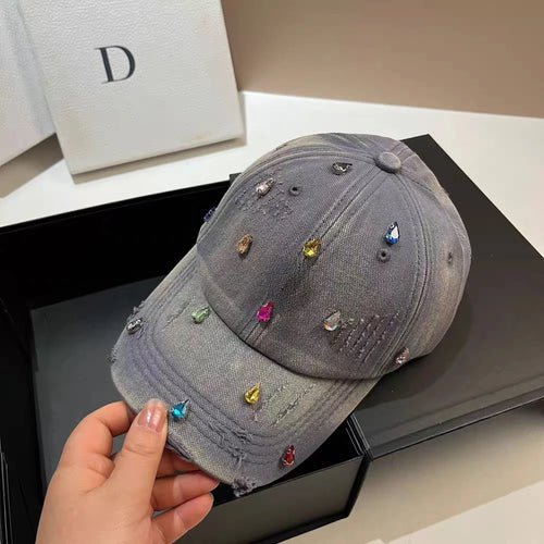 Korean Luxury Water Diamond Baseball Cap For Women
