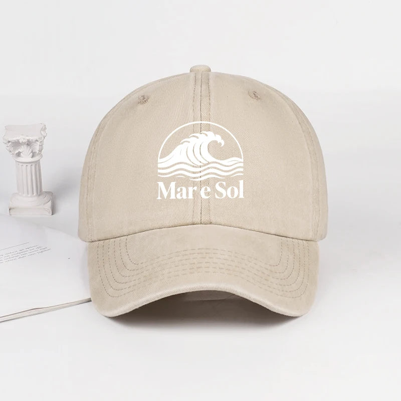 Mare Sol Wave Logo Print Washed Baseball Cap