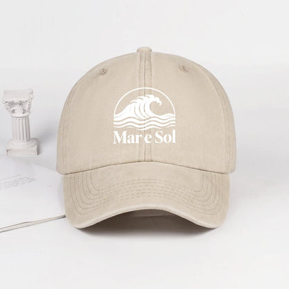 Mare Sol Wave Logo Print Washed Baseball Cap