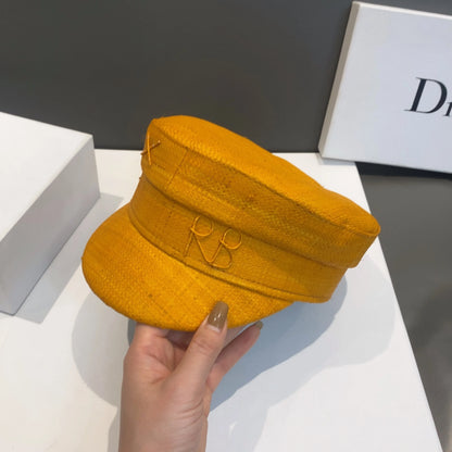 Cap Newsboy Caps Women Raffia Straw Flat Top Caps