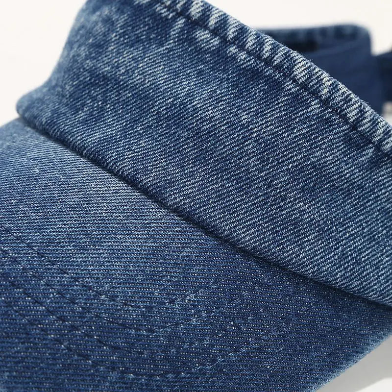Denim Cloth Empty Top Hat Women Men Unisex Retro Visor Cap