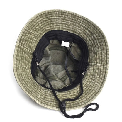 Portable Washed Cotton Bucket Hat Sun Protection Anti-UV