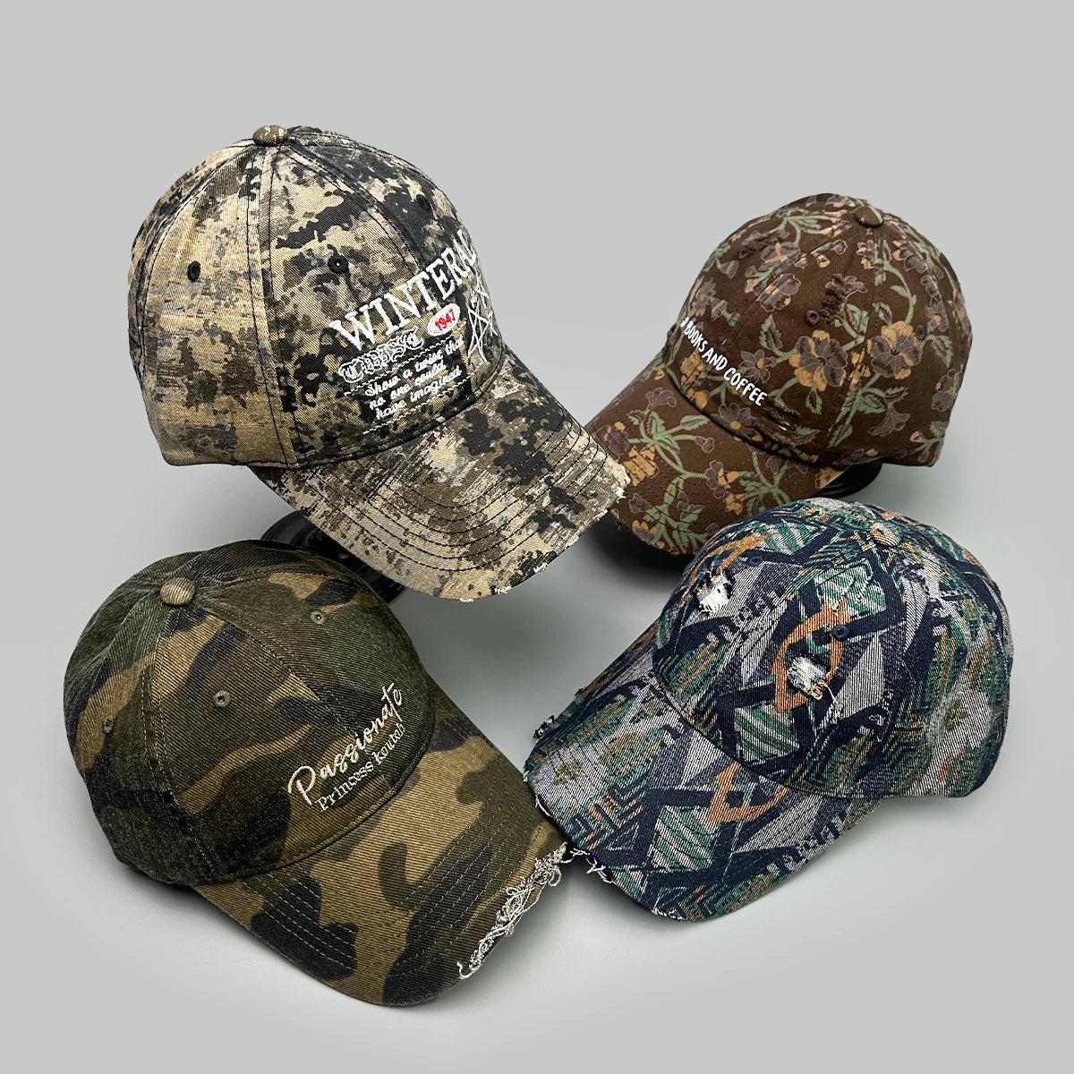 Camouflage Flowers Star Letter Embroidery Baseball Hats