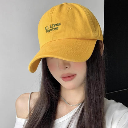 Solid Color Letter Baseball Hat For Women Embroidery Adjustable Sun Hat Girl Outdoor Causal Duck Cap