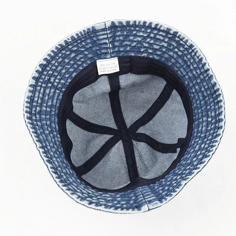 Washed Denim Bucket Hat Women Fisherman's Hat Bucket Hat