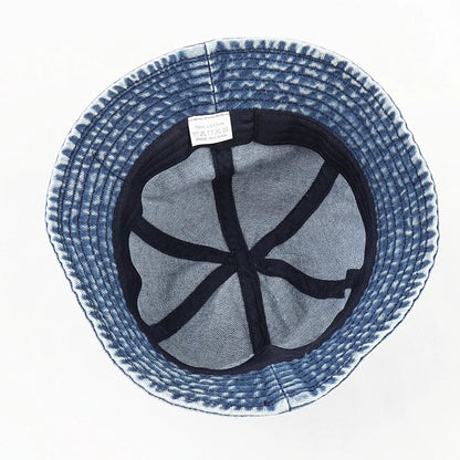 Washed Denim Bucket Hat Women Fisherman's Hat Bucket Hat