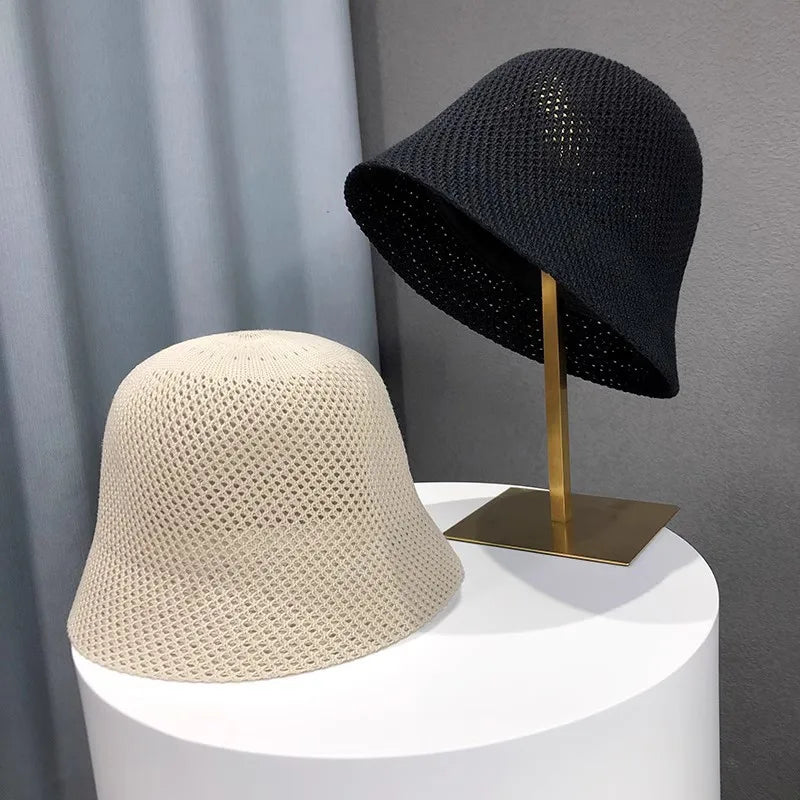 New Summer Beach Solid Wide Brim Bucket Hat For Women