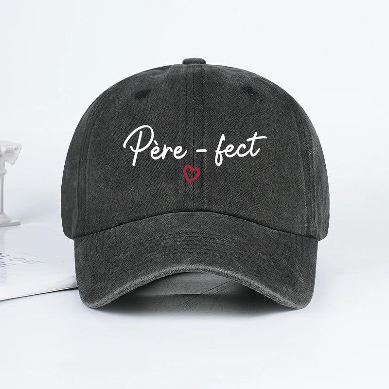 Retro “Père-fect” Printed Washed Baseball Cap