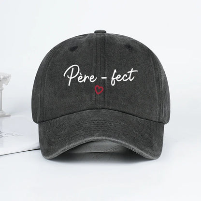 Retro “Père-fect” Printed Washed Baseball Cap