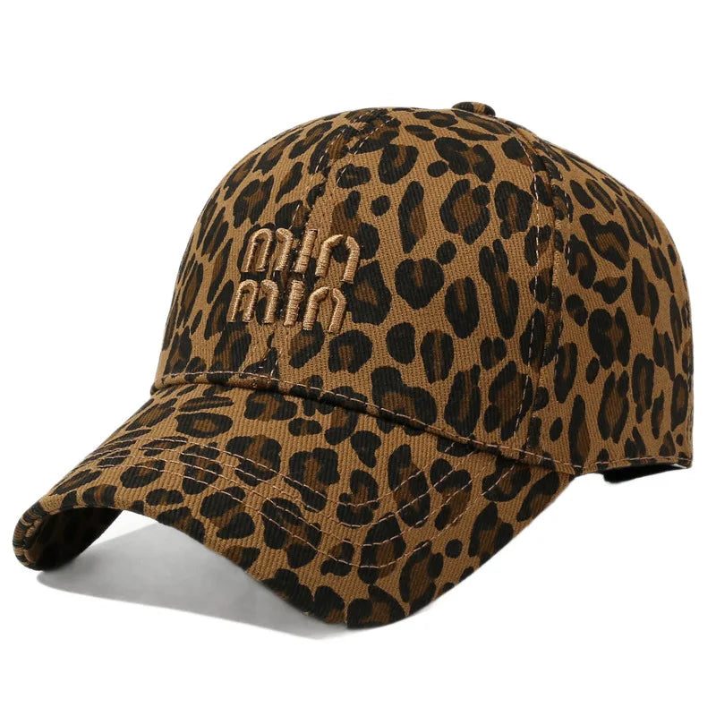 Letter Embroidery Leopard Print Baseball Cap