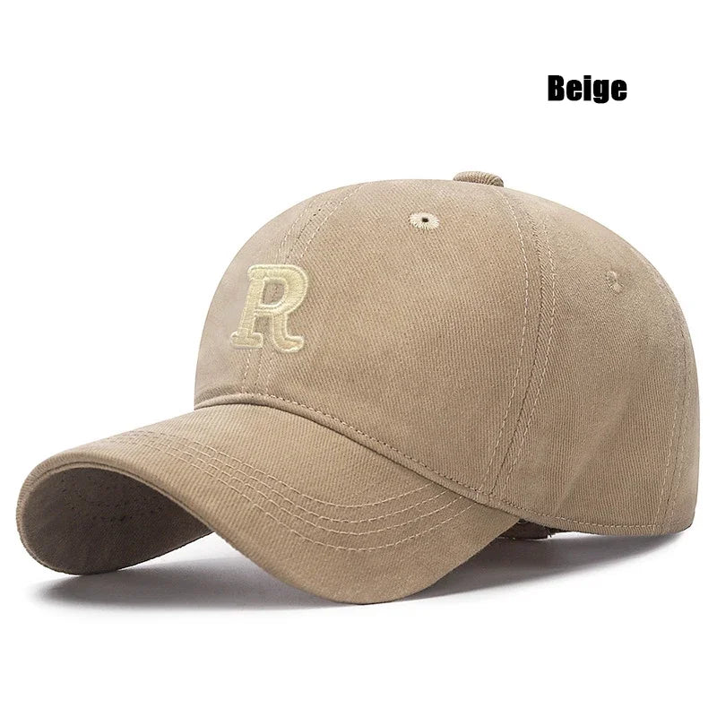 Unisex Korean Version Big Head Circumference Three-Dimensional R Letter Cotton Embroidered Baseball Cap