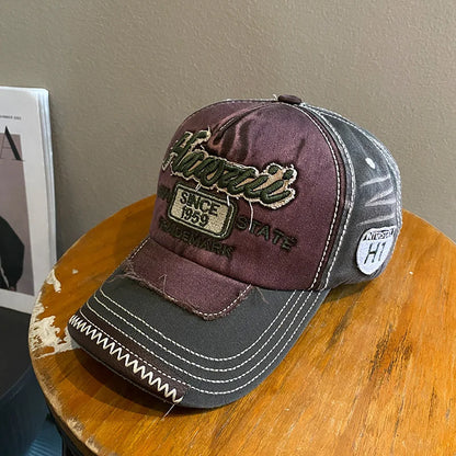 Retro Letter Embroidery Baseball Caps for Women Men