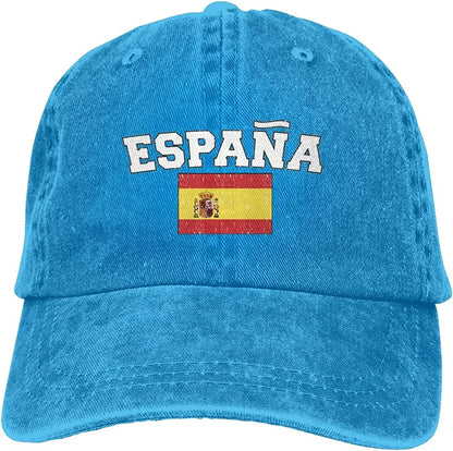 Espana Flag of Spain Spanish Denim Hats for Mens Womens Baseball Caps