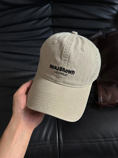 Korean Style Washed Baseball Cap With Letters, Fashion Unisex Soft Top Snapback