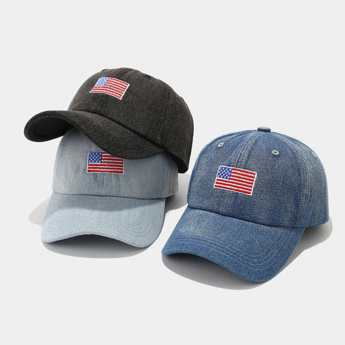 American Flag Embroidered Cowboy Duck Tongue Hat