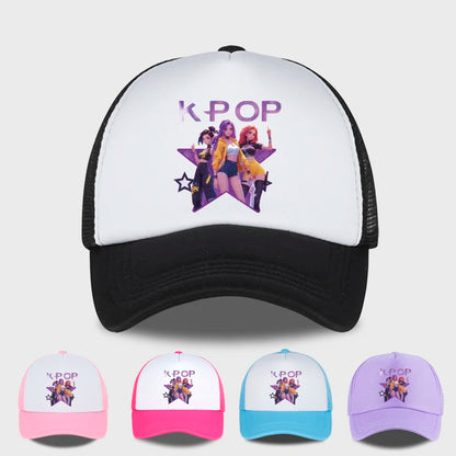 K-POP Girl Group Printed Mesh Cap, Breathable Summer Baseball Cap