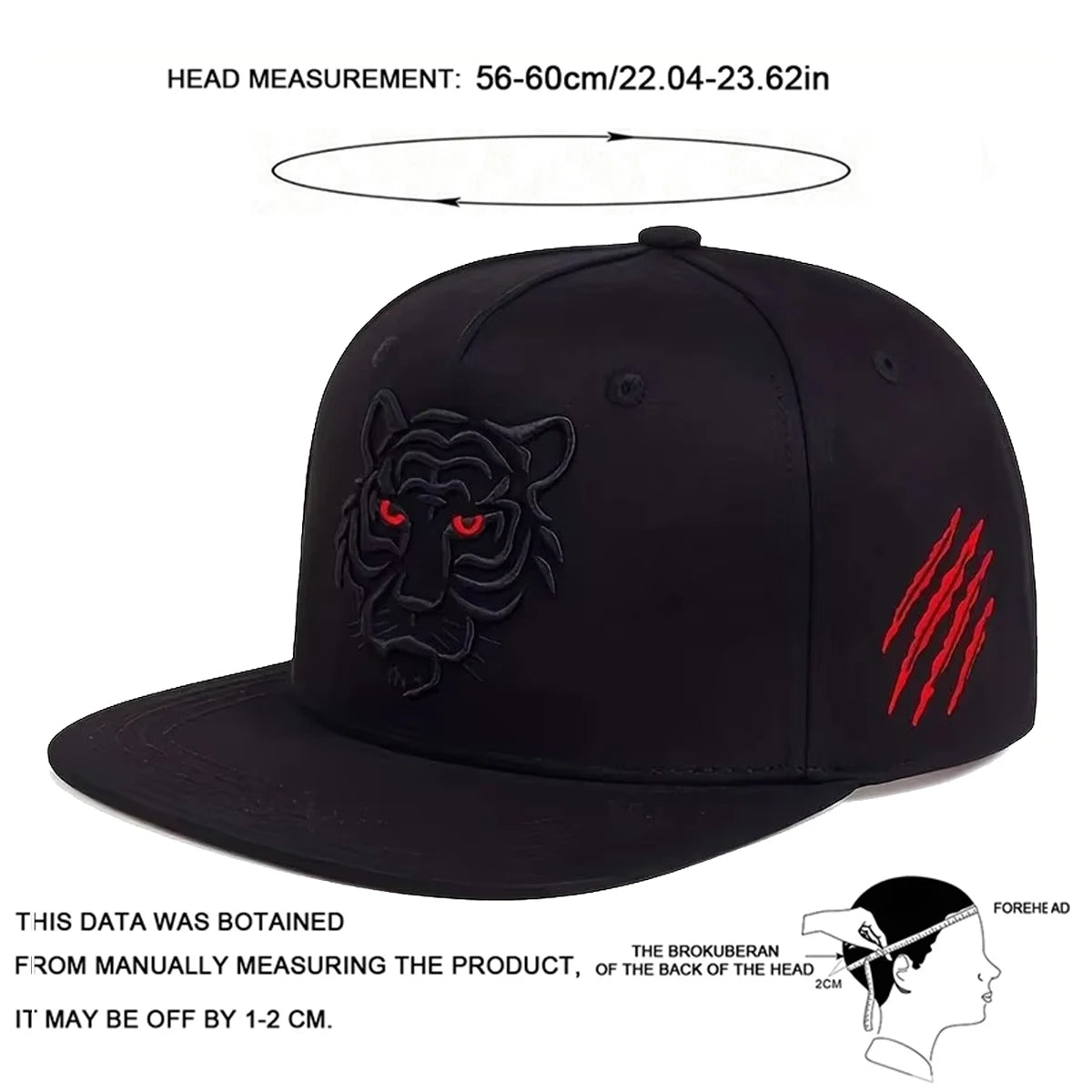 Unisex Tiger Embroidered Hip-Hop Hats Outdoor Adjustable