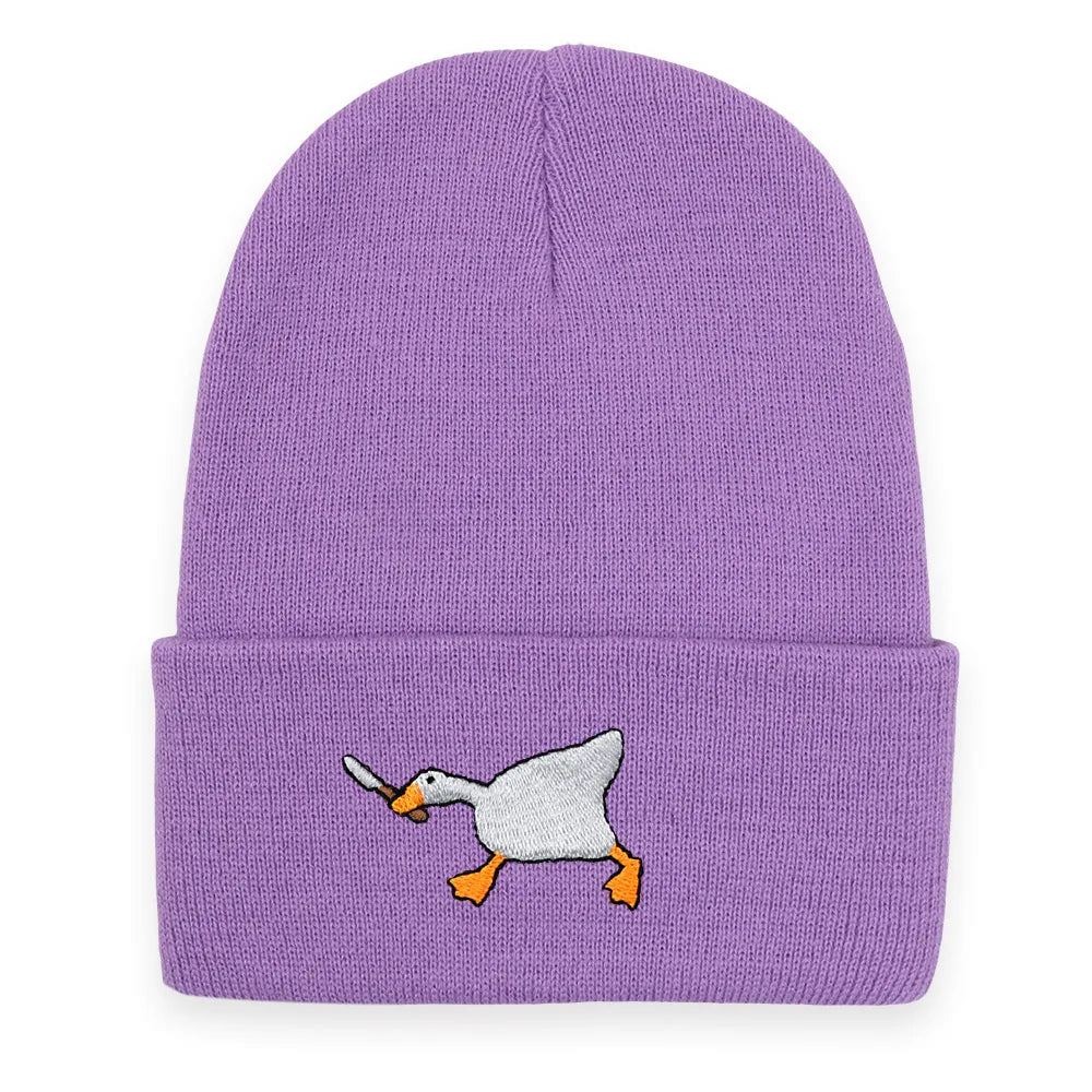 Big Goose Embroidered Knitted Hat For Winter And Winter Warmth