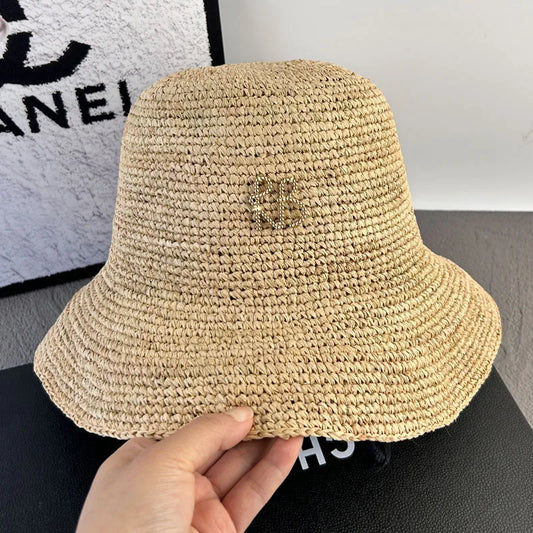 Designer Raffia Sun Hats Luxury Letter Straw Bucket Hats