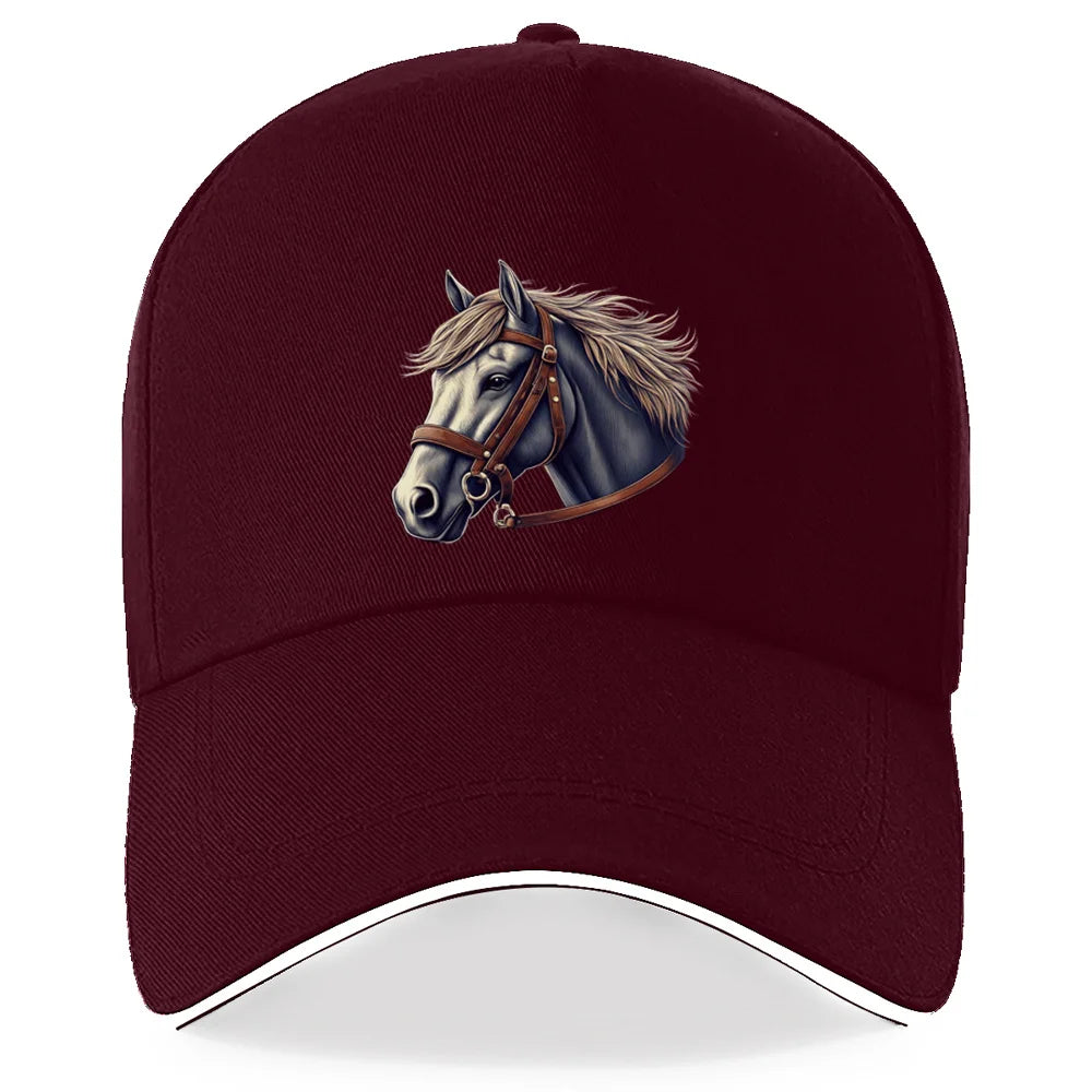 Cool Horse Head Print Baseball Cap Unisex Polyester Adjustable Snapback Hat