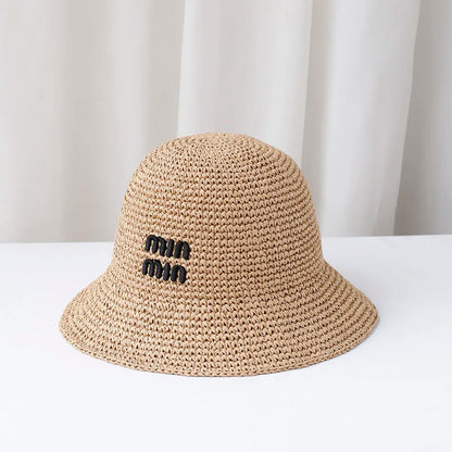 Handmade High Quality Letter Embroidery Brim Floppy Summer Hats For Women Bucket Hat