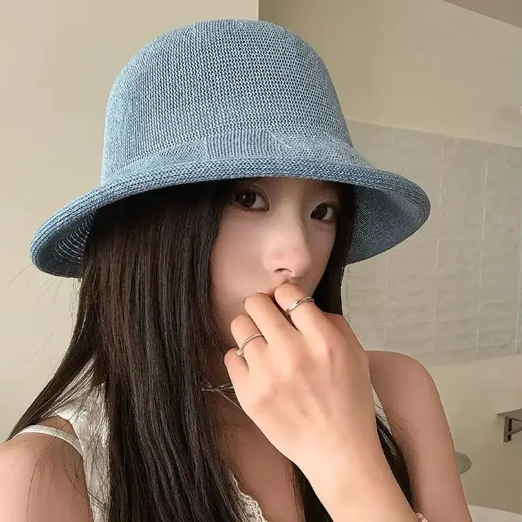 Cuffed Knitted Openwork Fisherman's Hat
