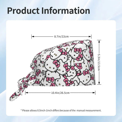 Custom Hello Kitty Medical Staff Scrubs Hat Women Men Cartoon Chara For Chef Hat