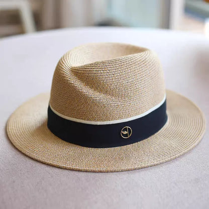 Panama Straw Hat With UPF 50+ Wide Brim Beach Cap